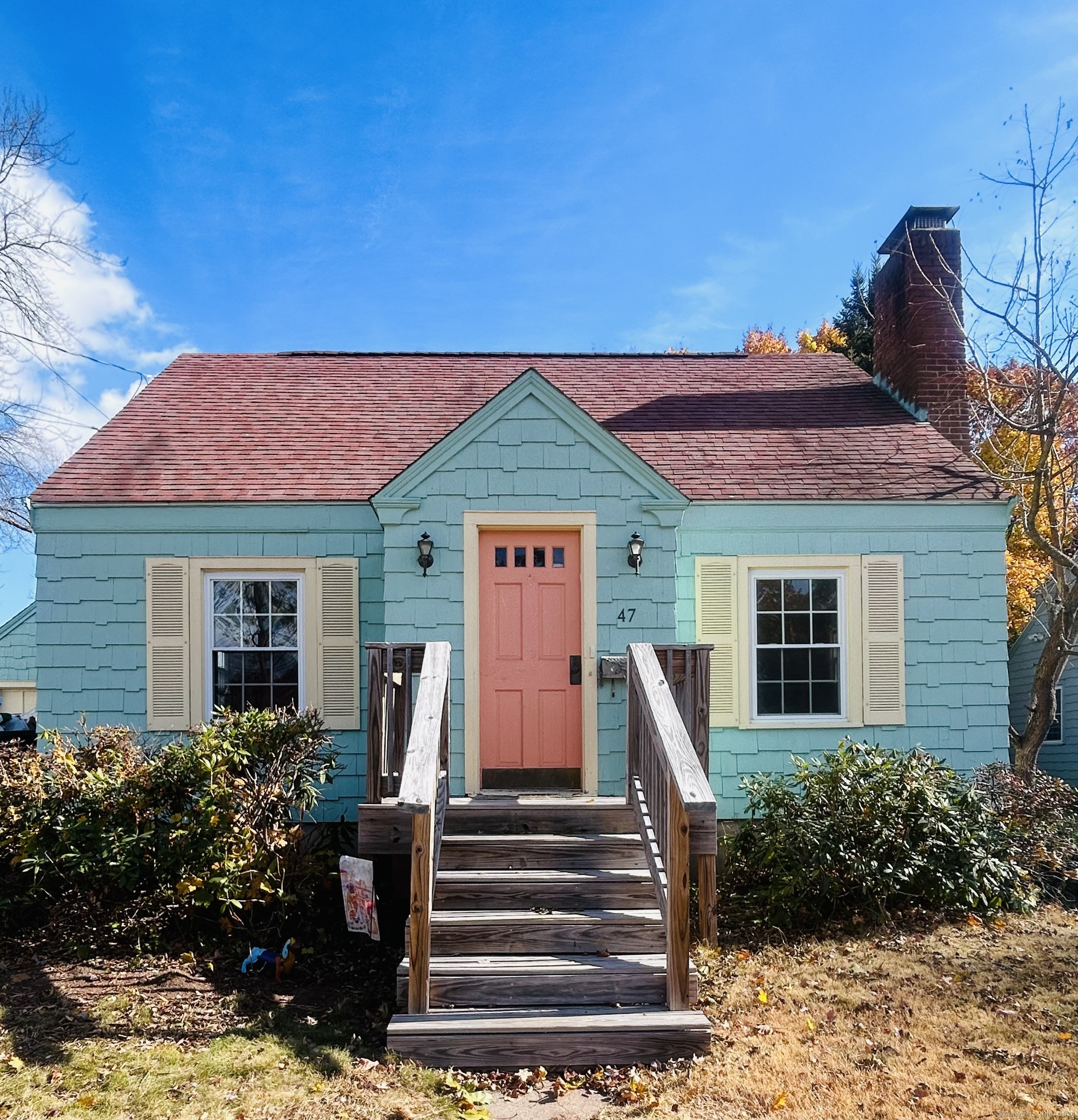 a front view of house with an entryway