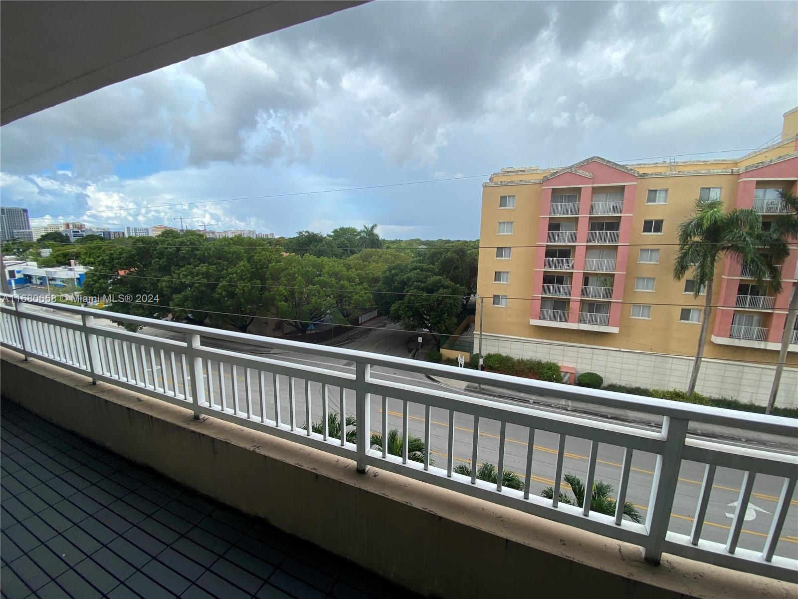 a view of a city from a balcony