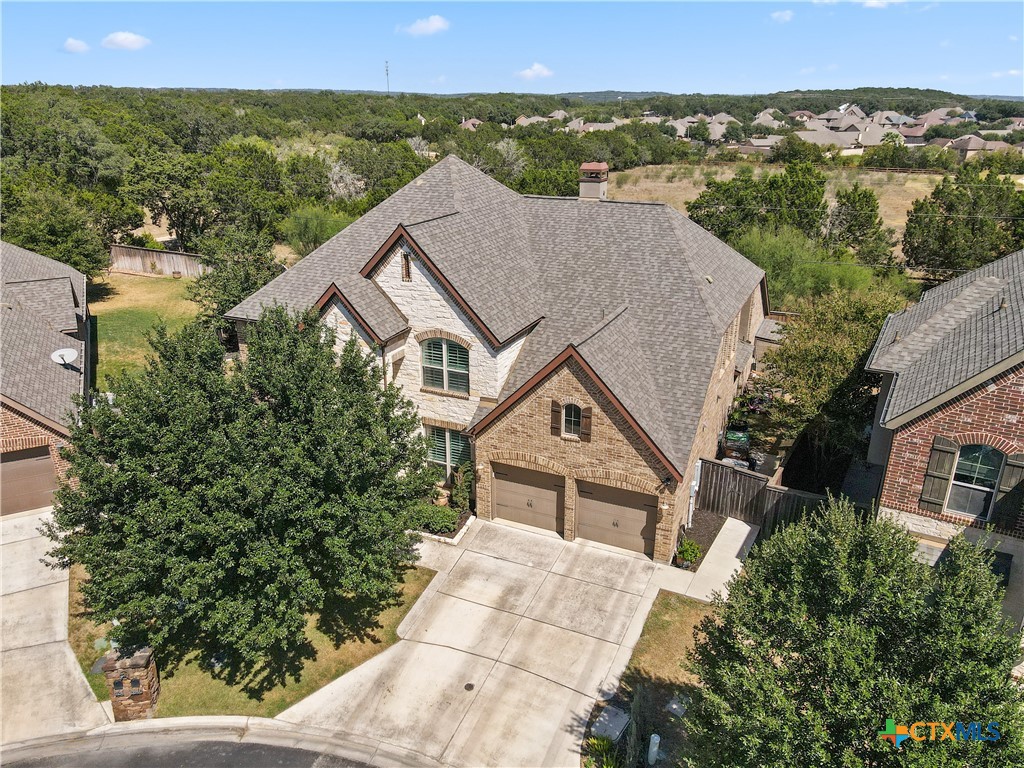 an aerial view of a house