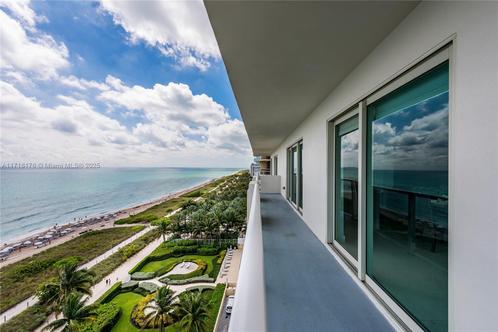 a balcony with city view