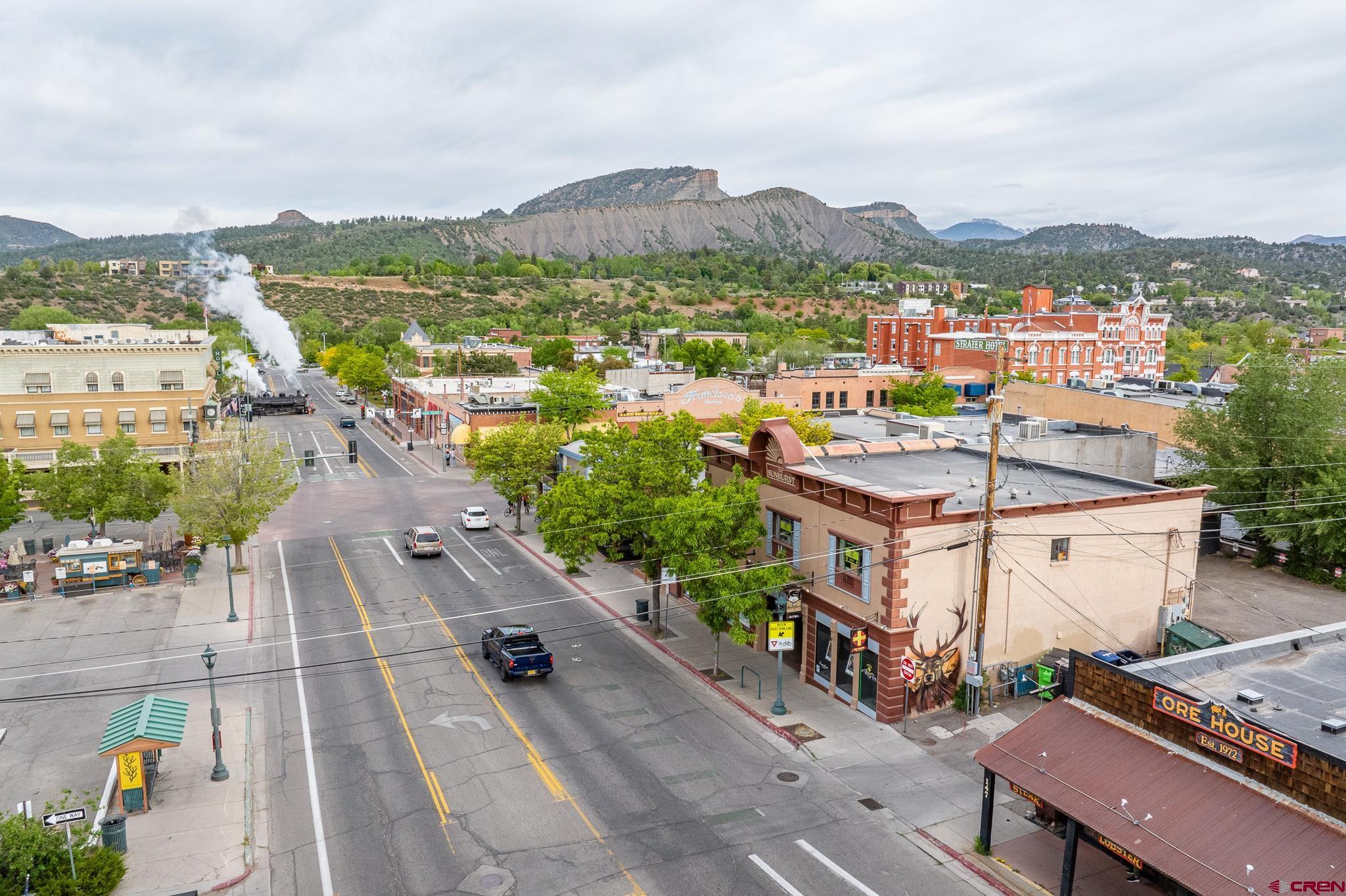 a view of city and mountain