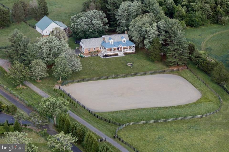 an aerial view of a house