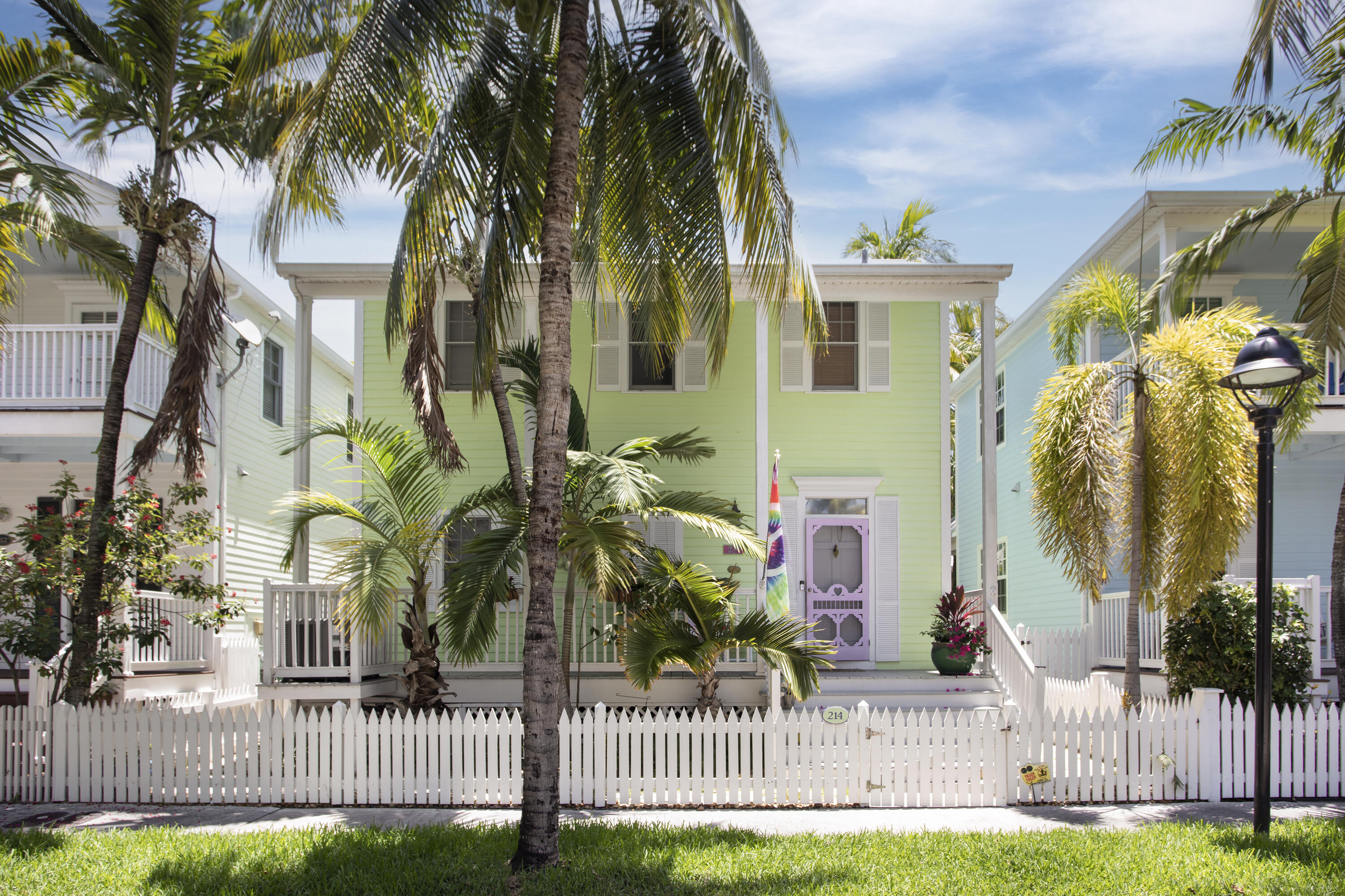 a view of a house with a small yard and plants