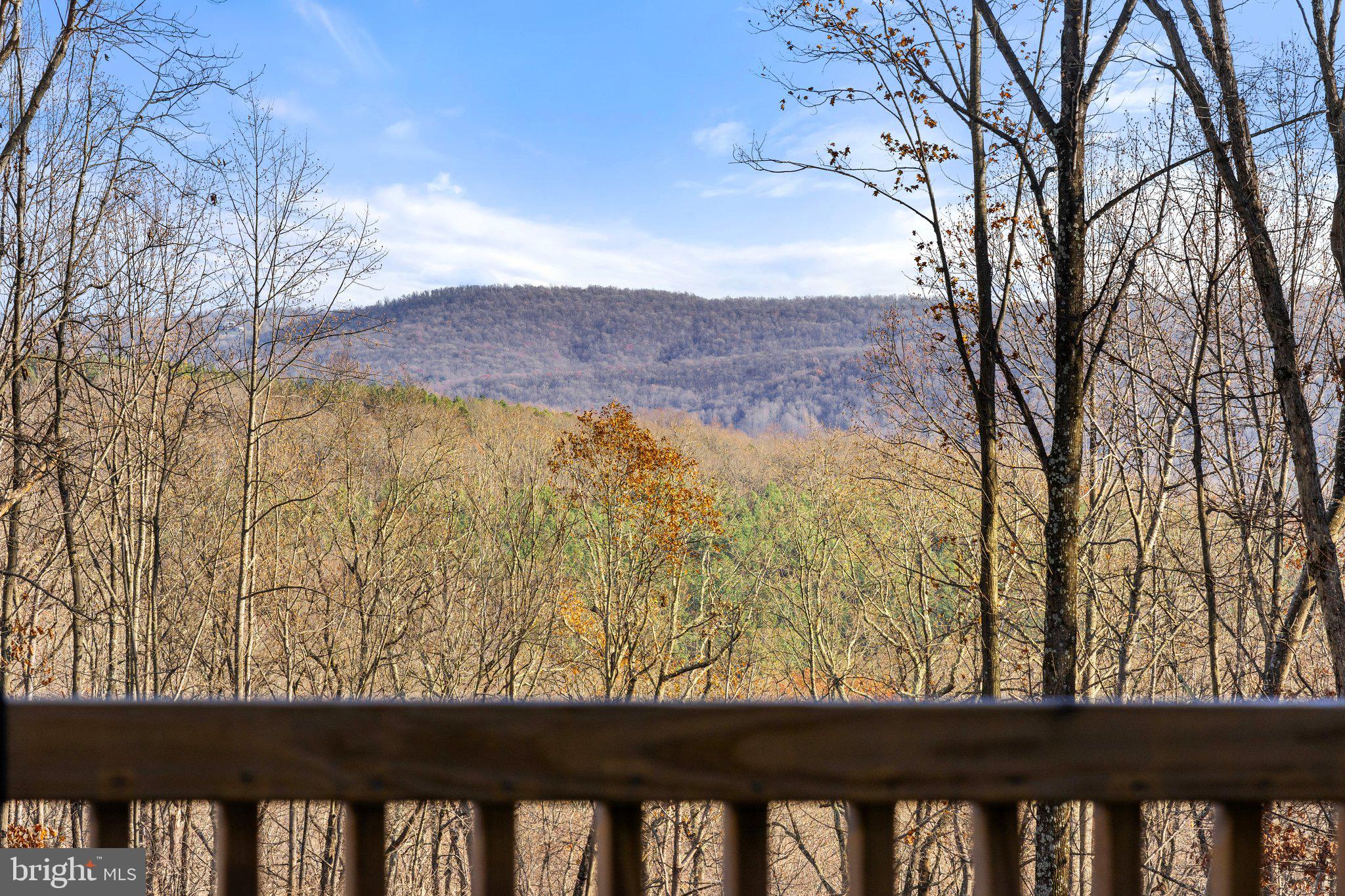 a view of a yard from a balcony