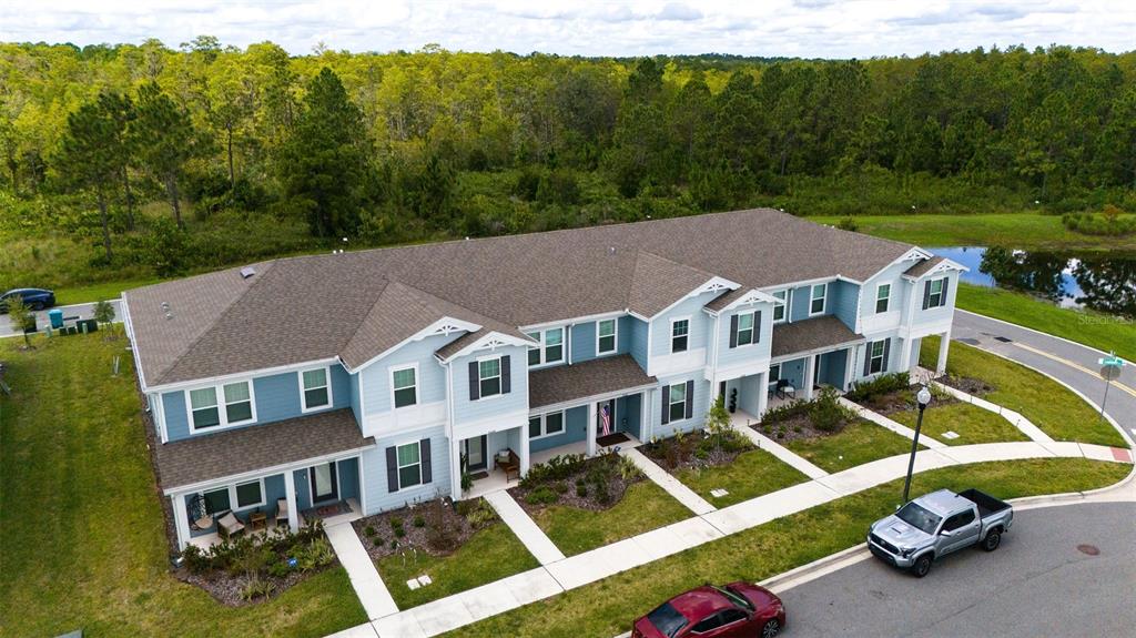 an aerial view of a house