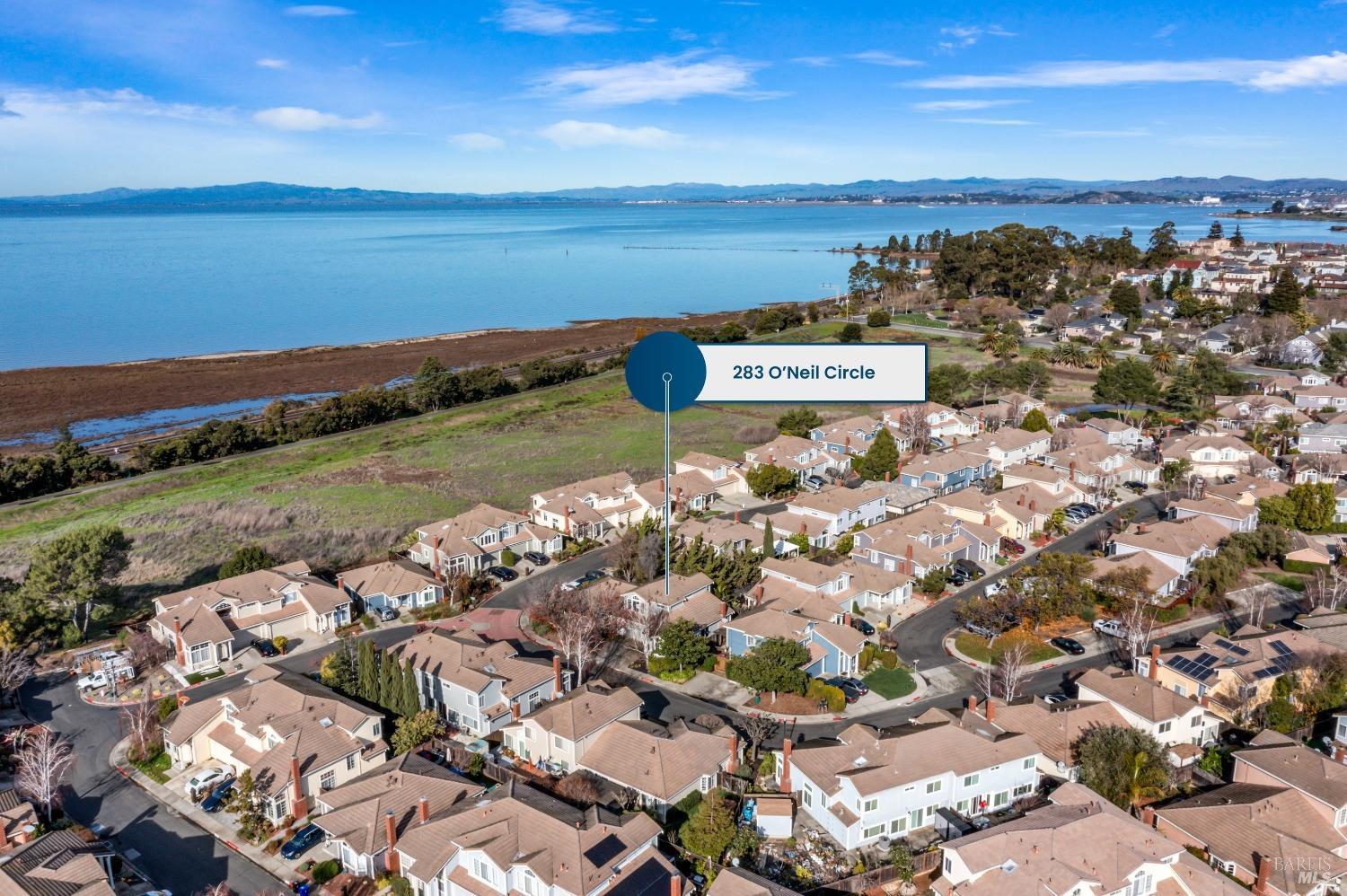 a view of a city with ocean view