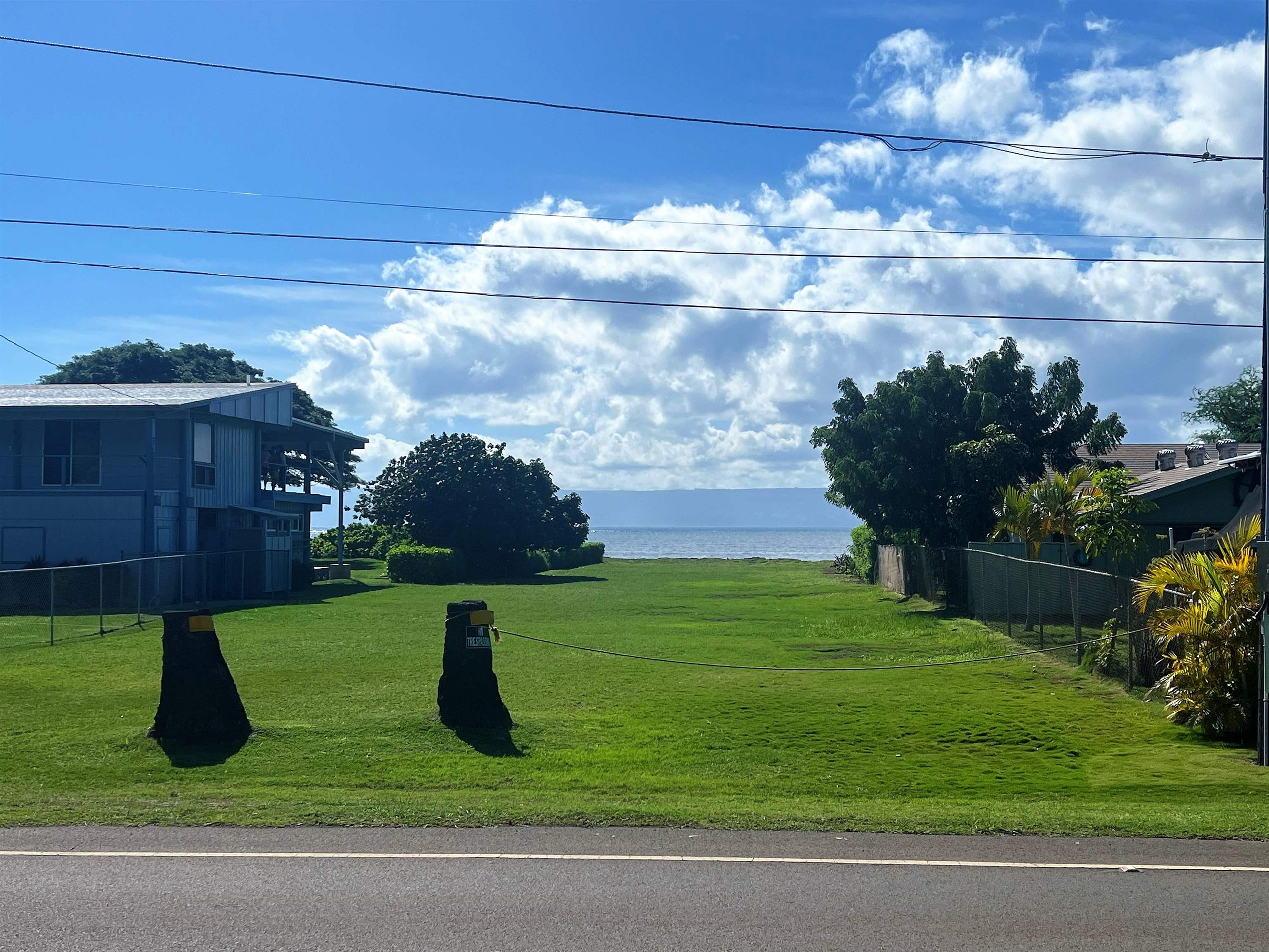 a view of a garden with a slide