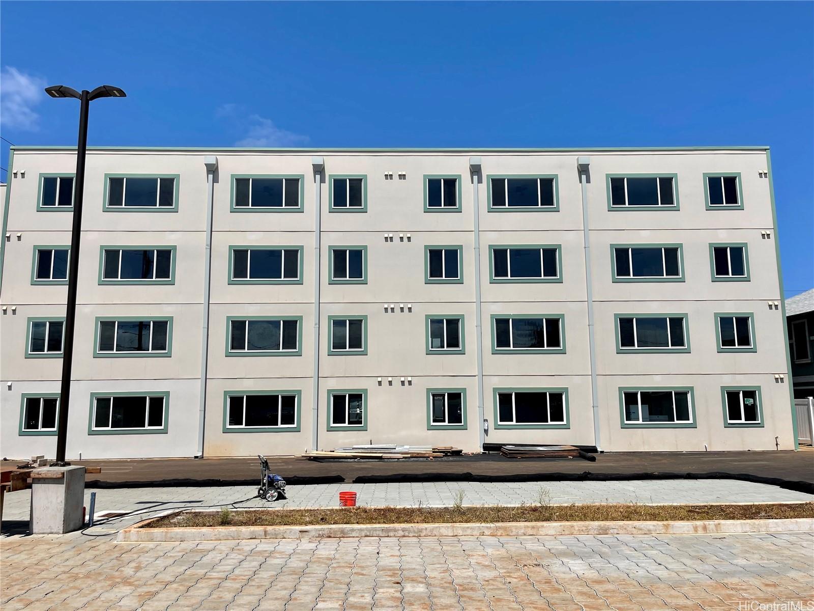 a view of a building with many windows