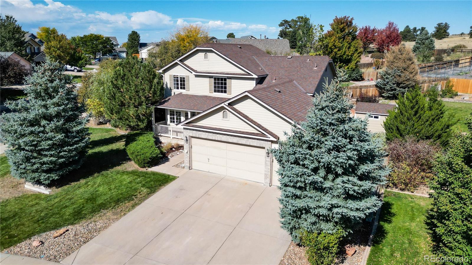 an aerial view of a house