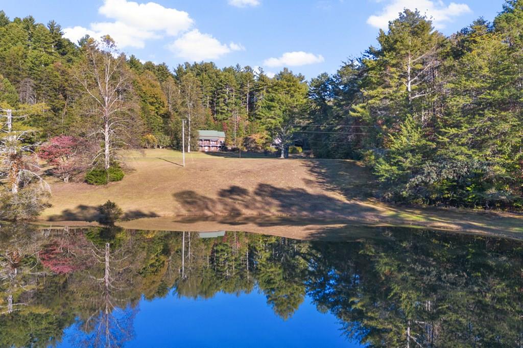 a view of a lake with a mountain