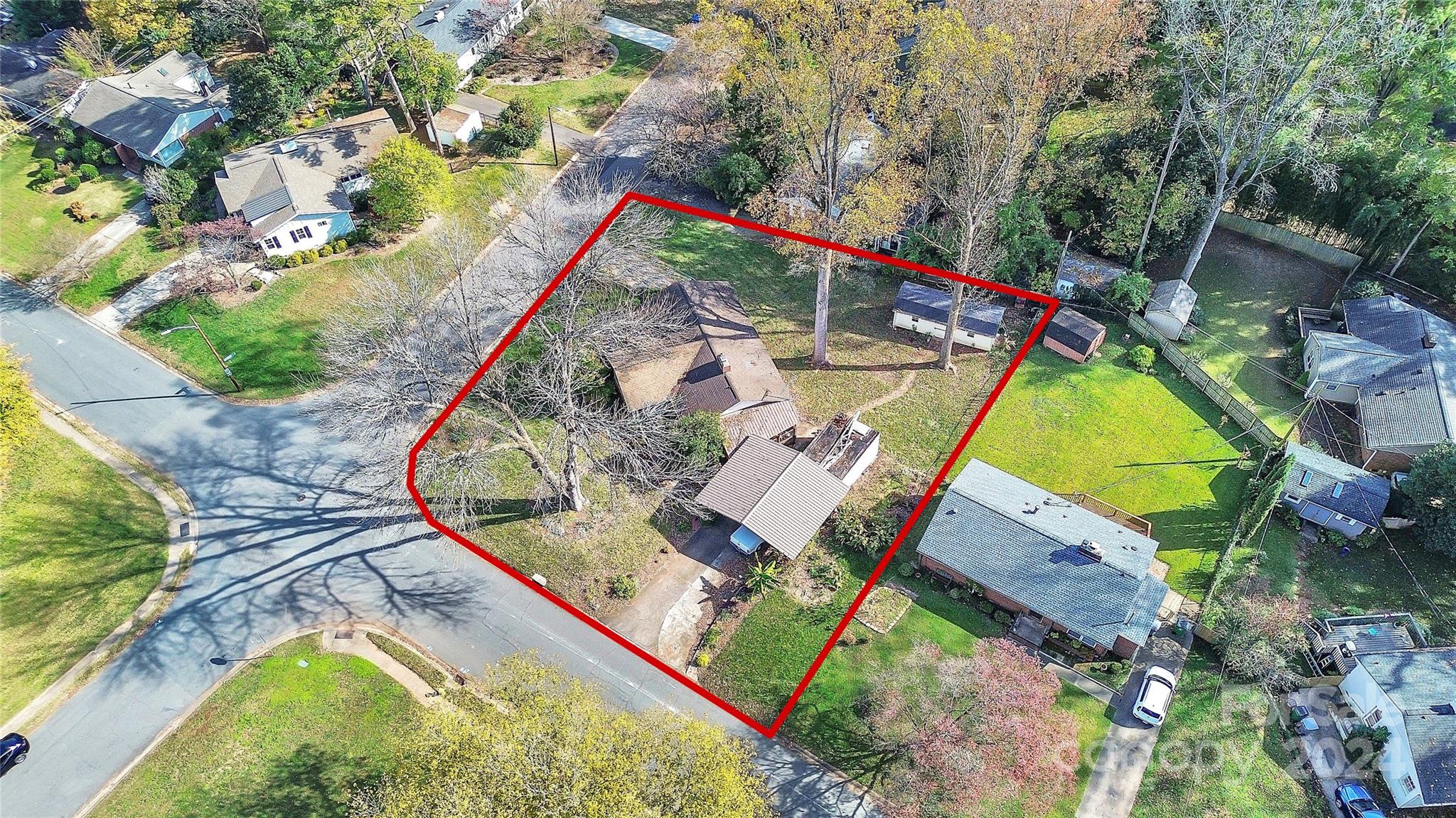 an aerial view of a house