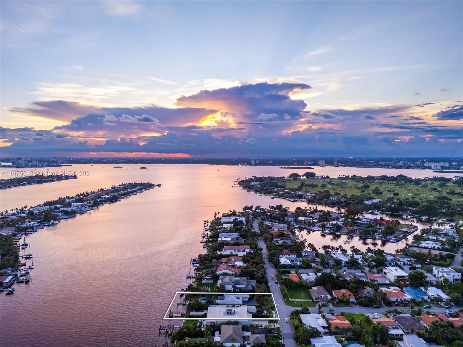 a view of a city with sunset view