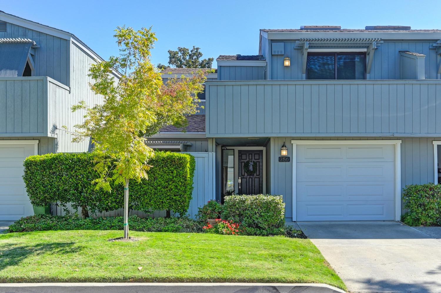 a view of a house with a yard and plants