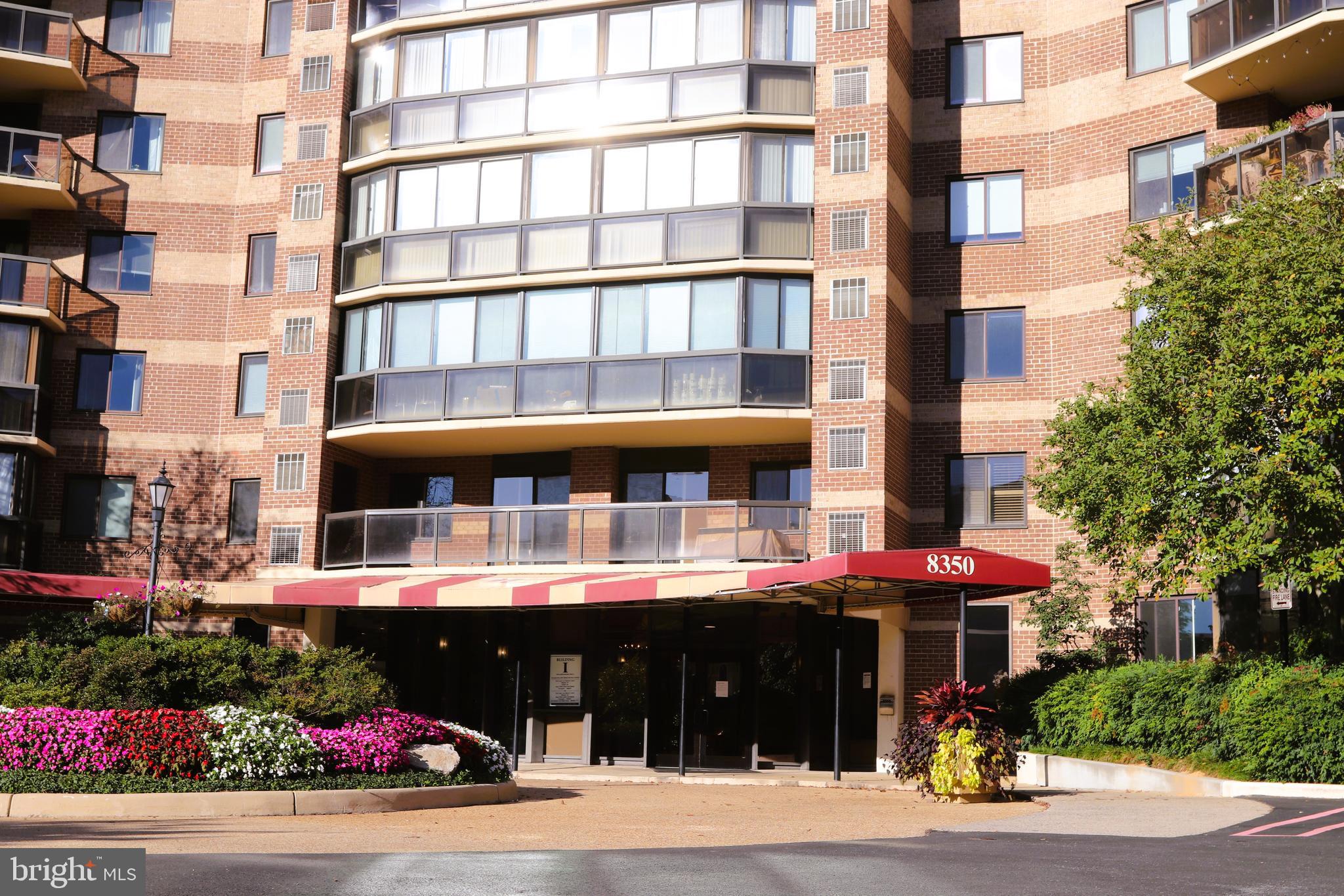 a front view of multi story residential apartment building