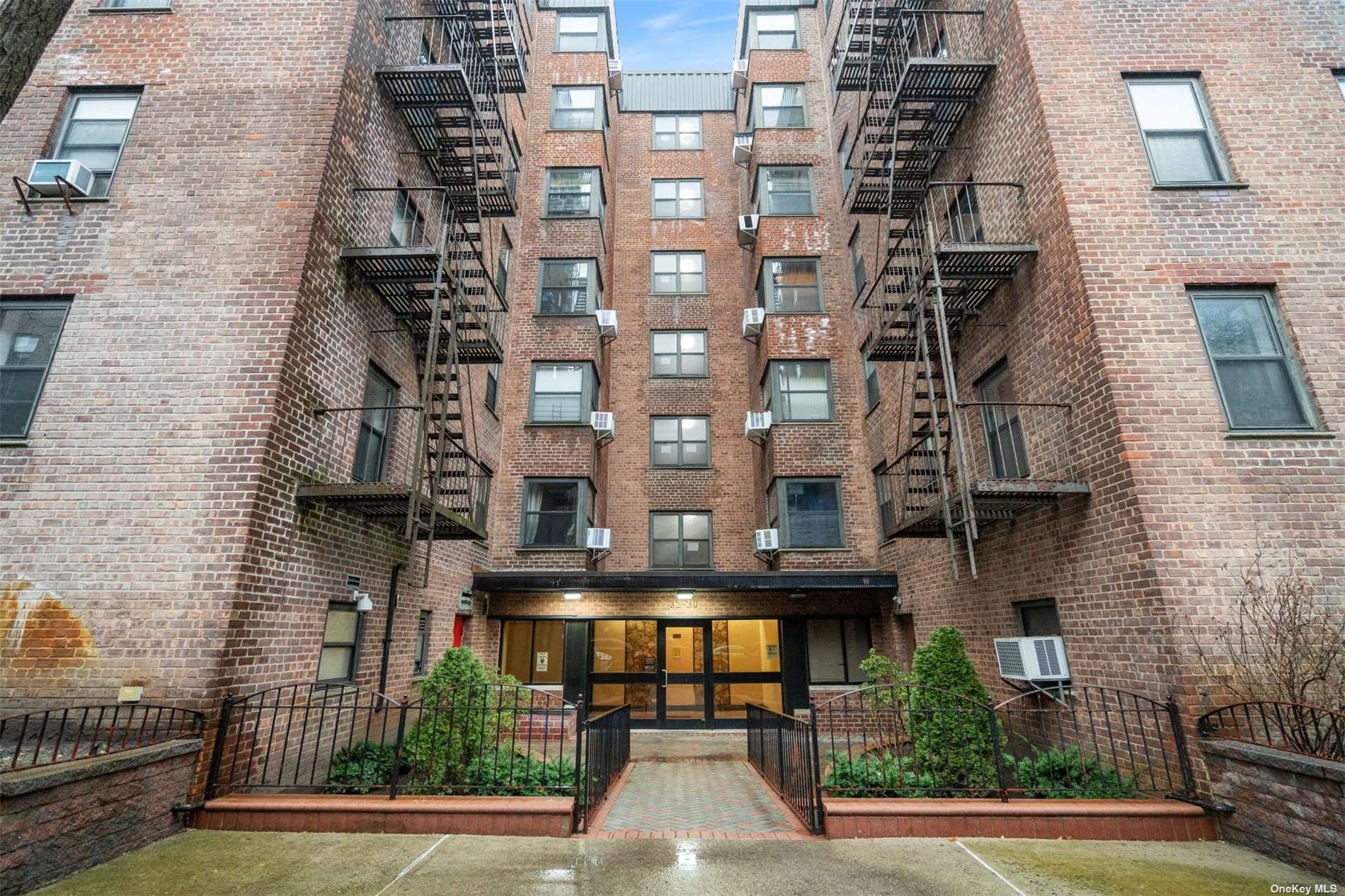 front view of a brick building