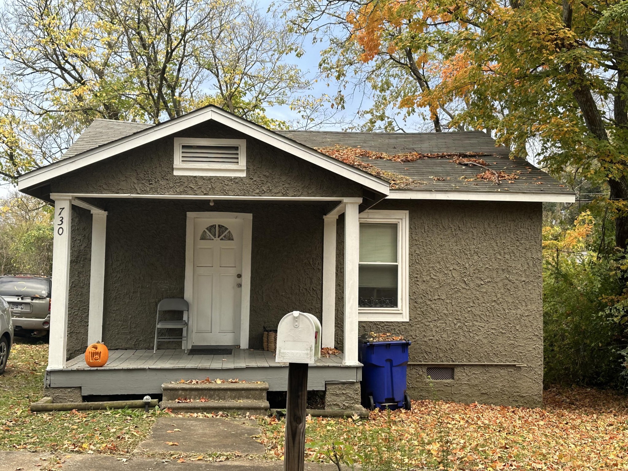 a front view of a house with patio