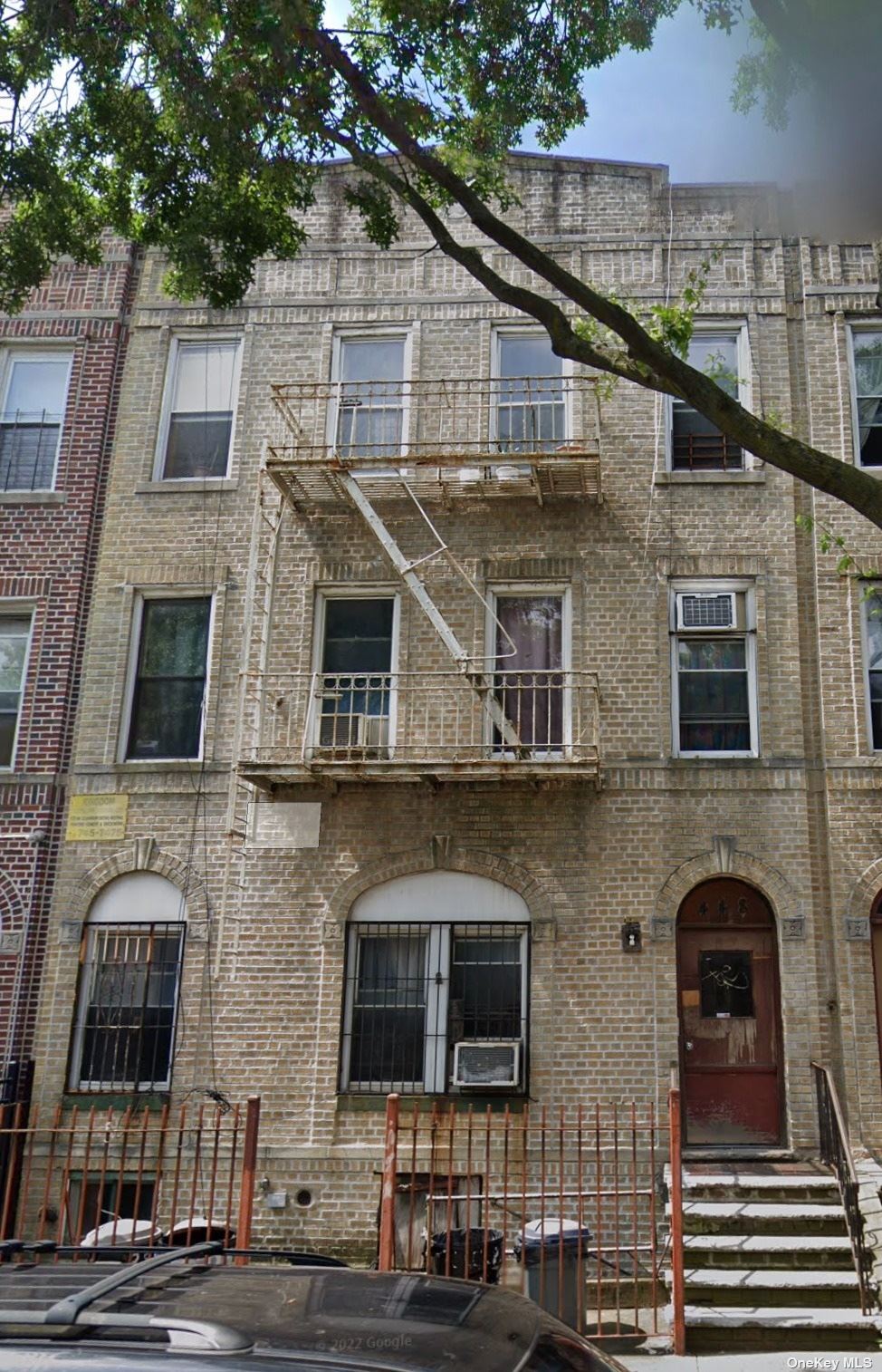 a front view of a house with windows