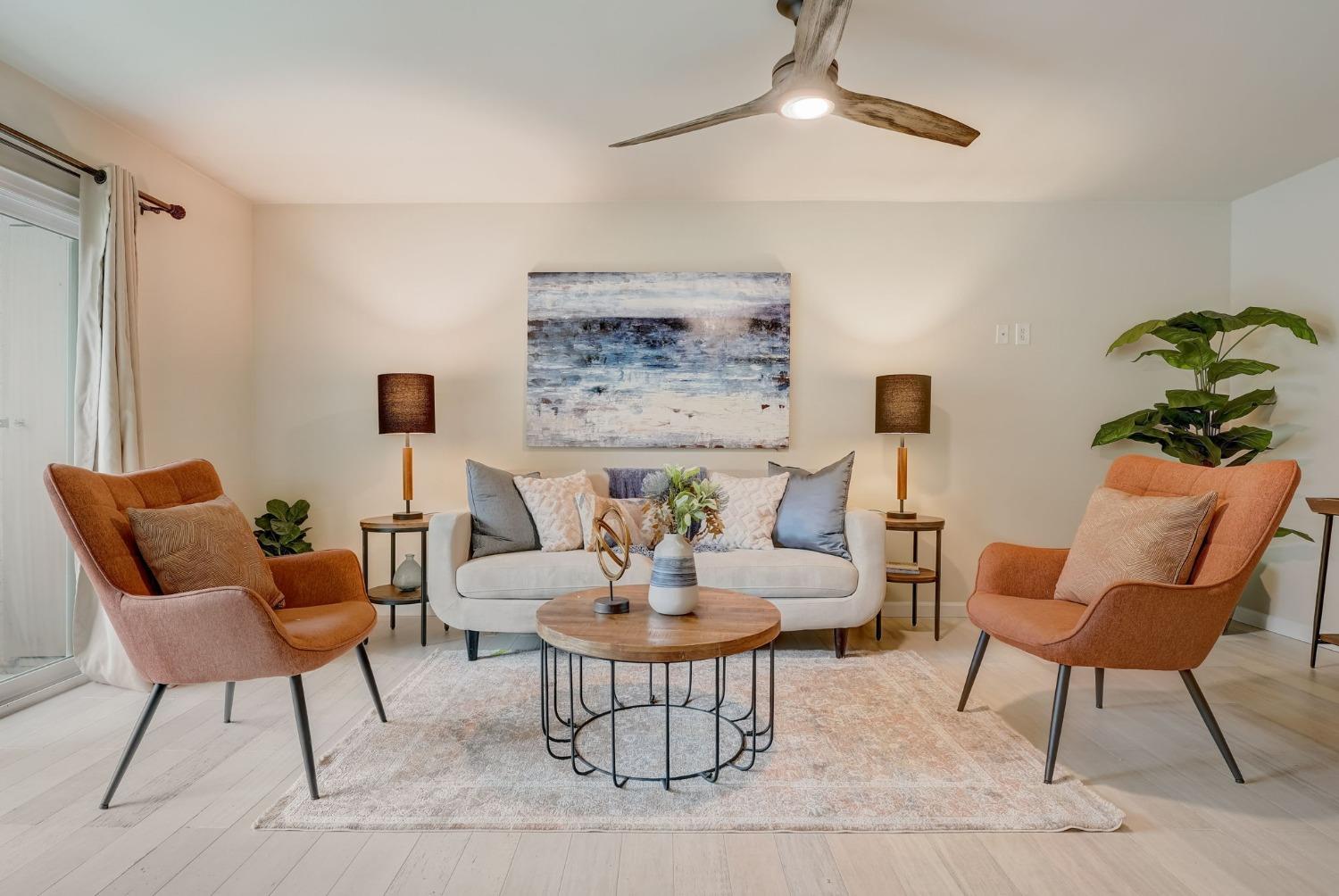 a living room with furniture