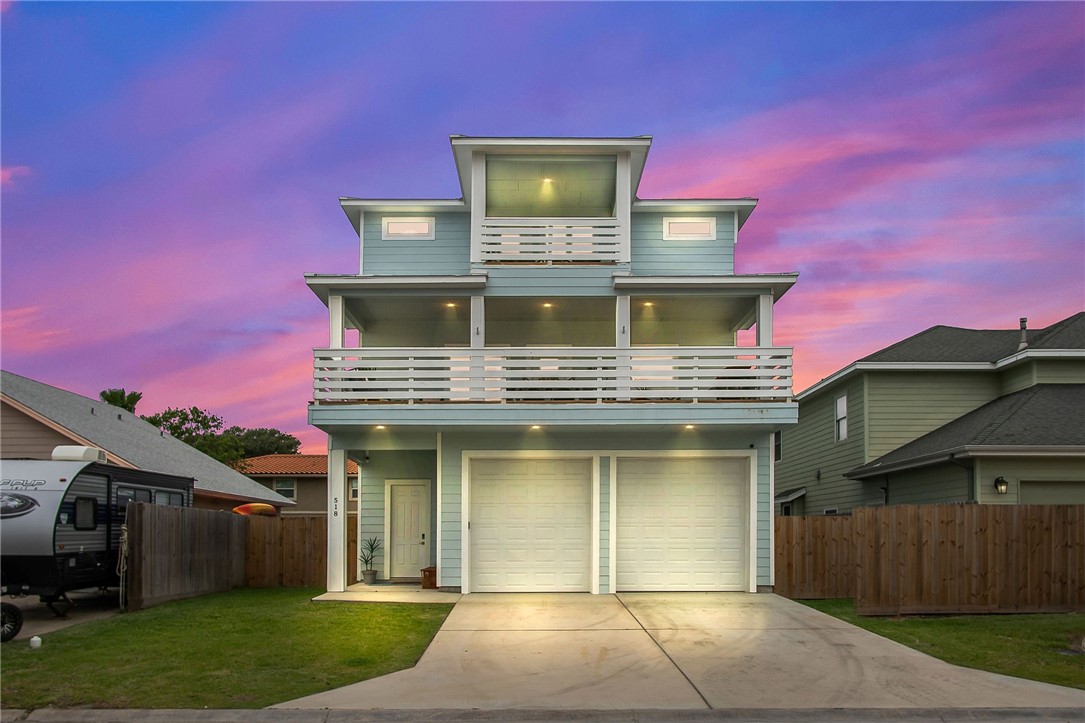 Sunset image of the front of the property