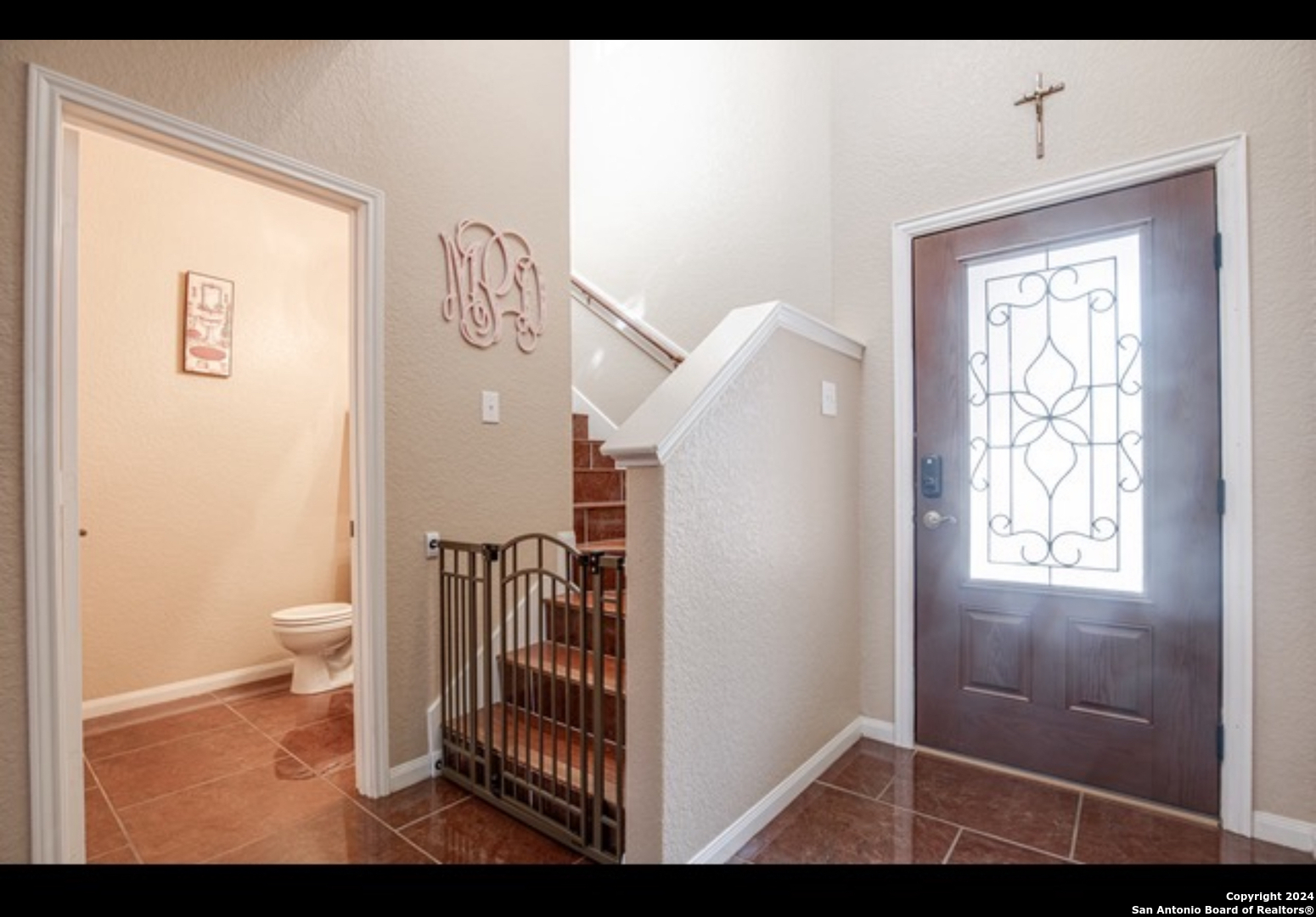 a view of a bathroom with a toilet