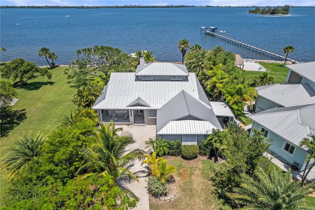 an aerial view of a house