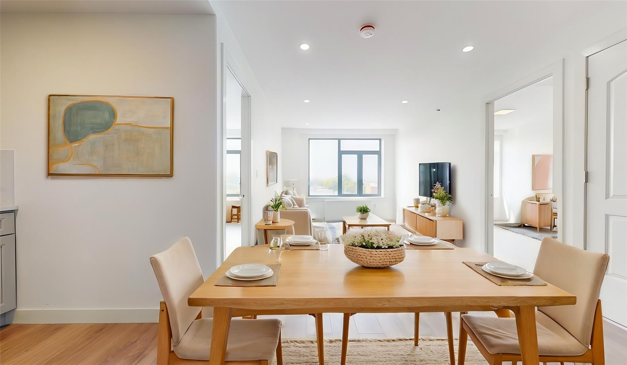 Dining space featuring light wood-type flooring