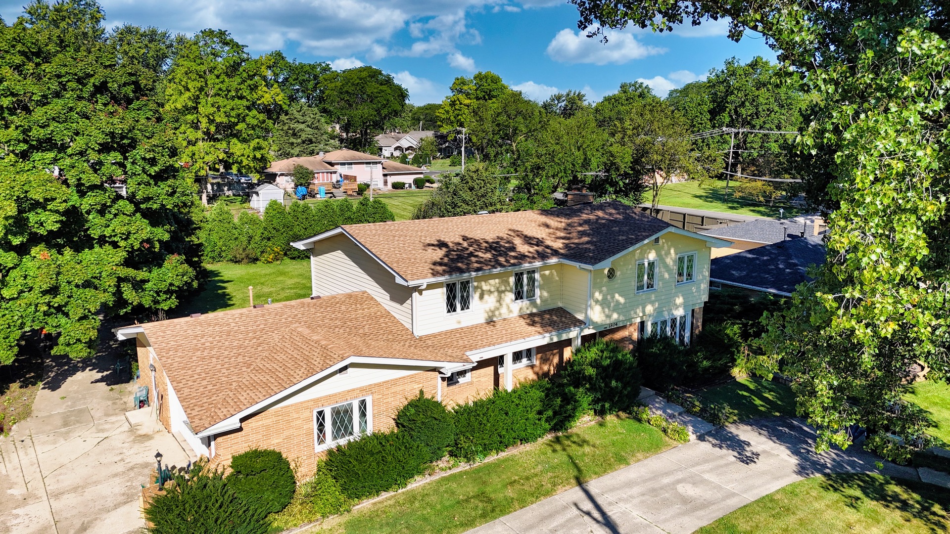 an aerial view of a house