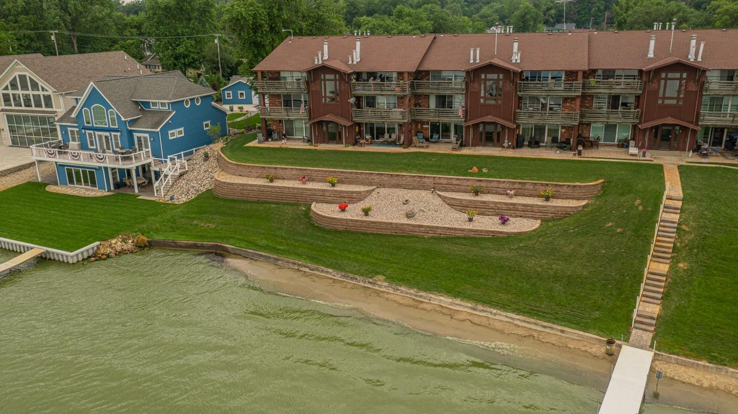 an aerial view of a house