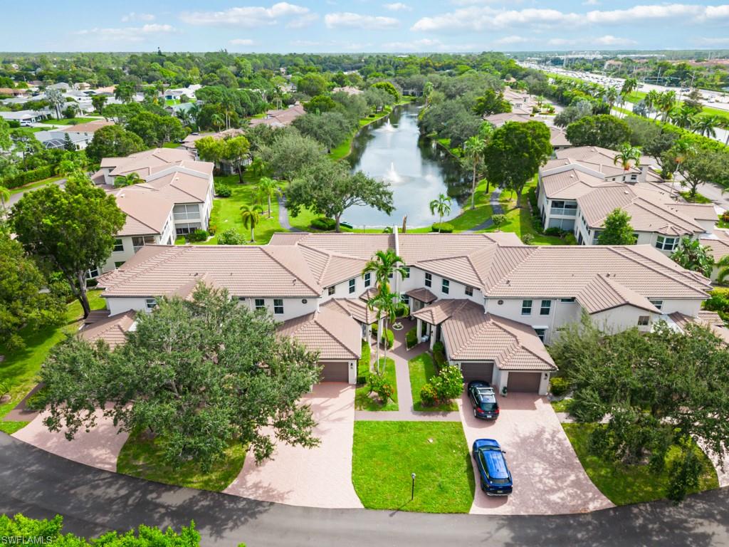 an aerial view of a house with a garden