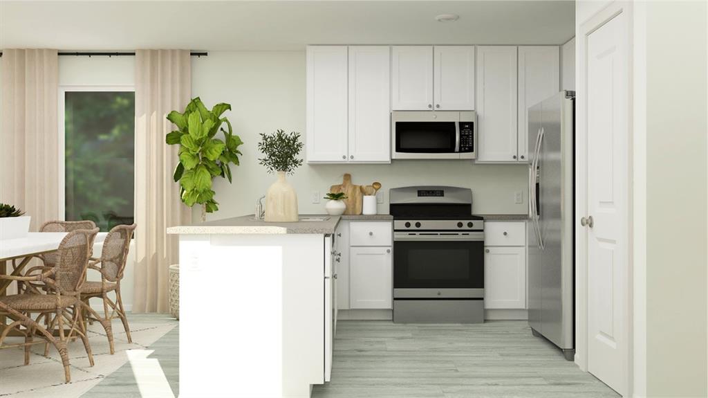 Spacious countertops are ready for preparing home-cooked meals