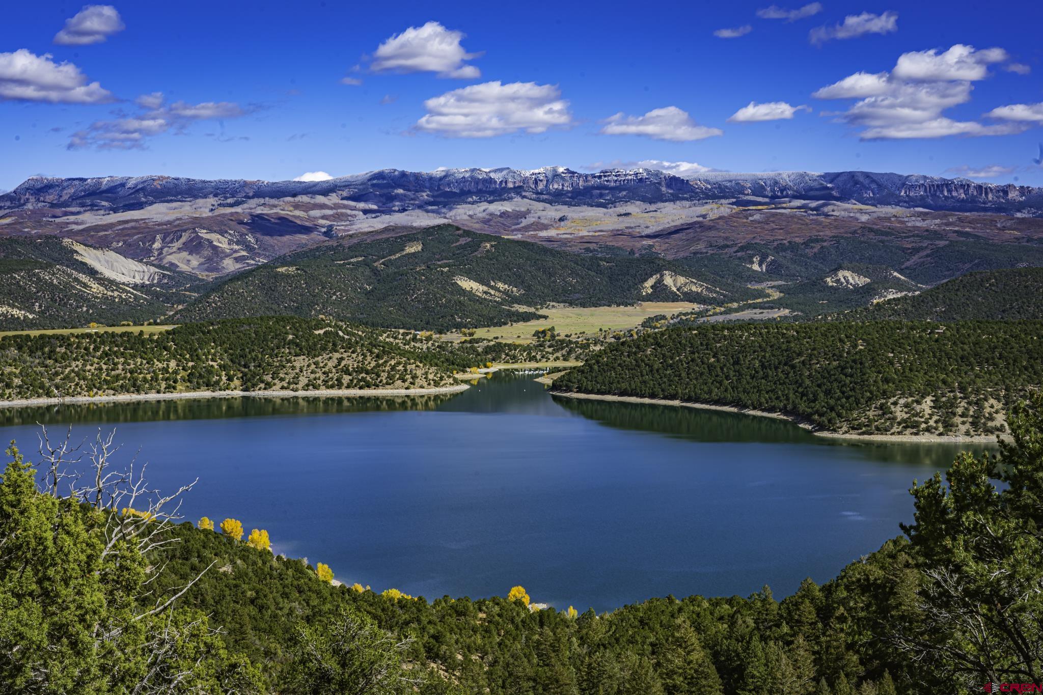 a view of a lake with a mountain