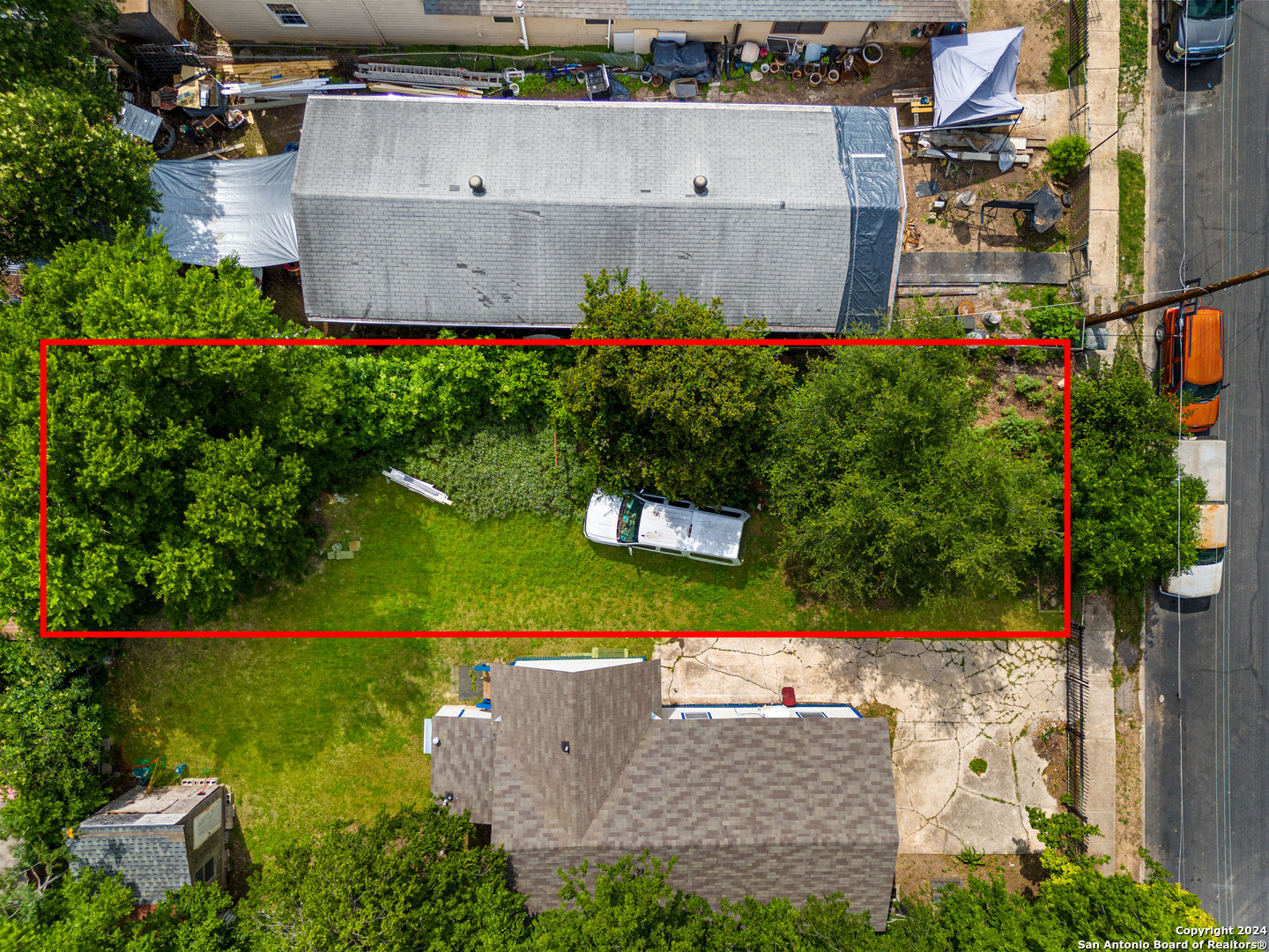 an aerial view of a house