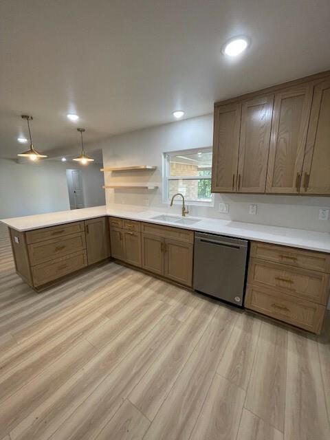 a large parking space with lots of wooden cabinets