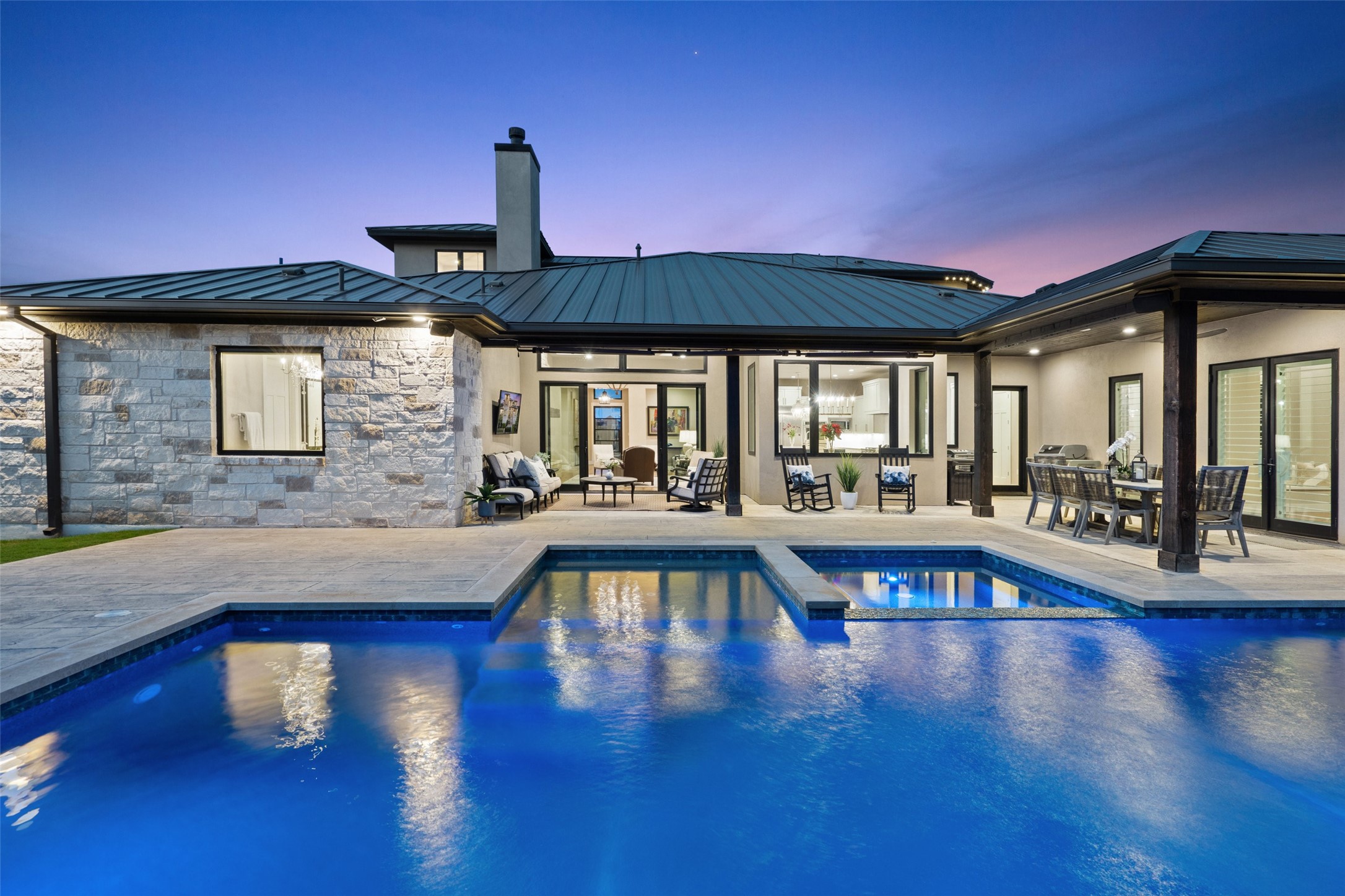 a swimming pool view with a outdoor space