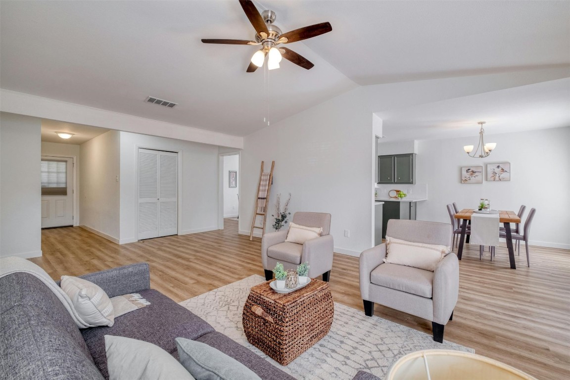 a living room with furniture