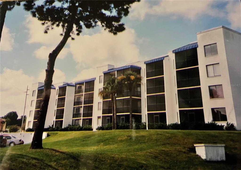 a view of building with yard and entertaining space