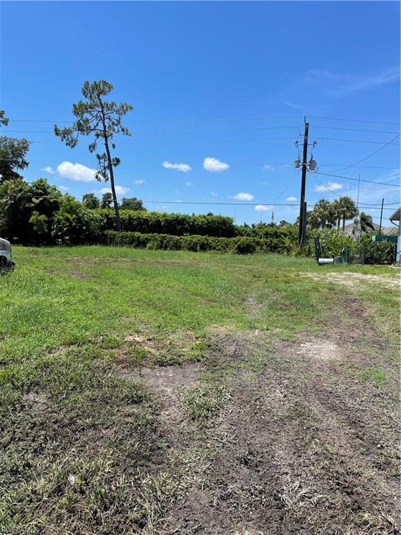 a view of a yard with a house