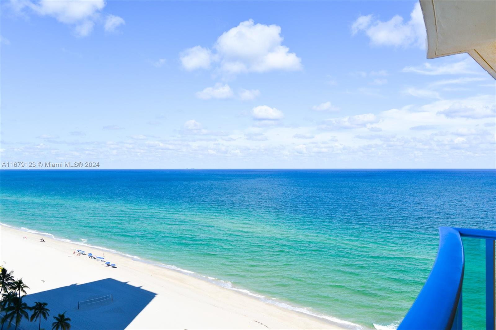 a view of an ocean from a balcony