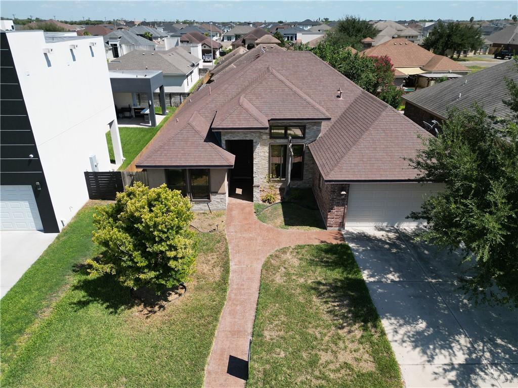 an aerial view of a house