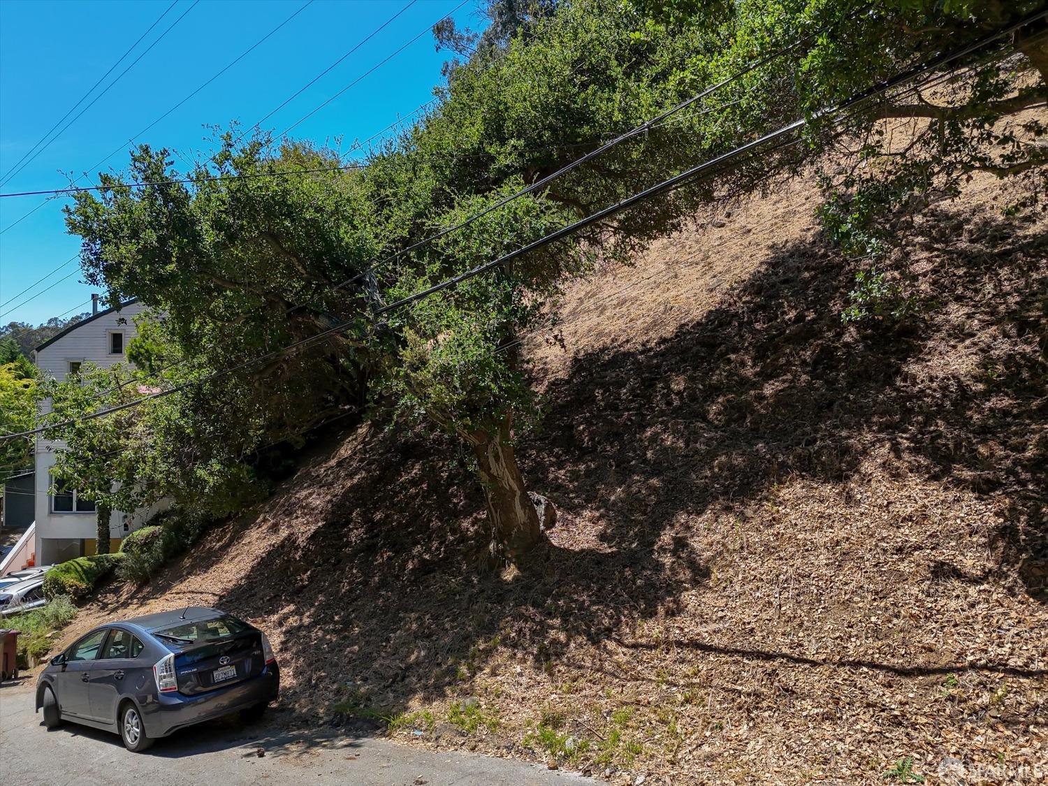 a view of a car in a road