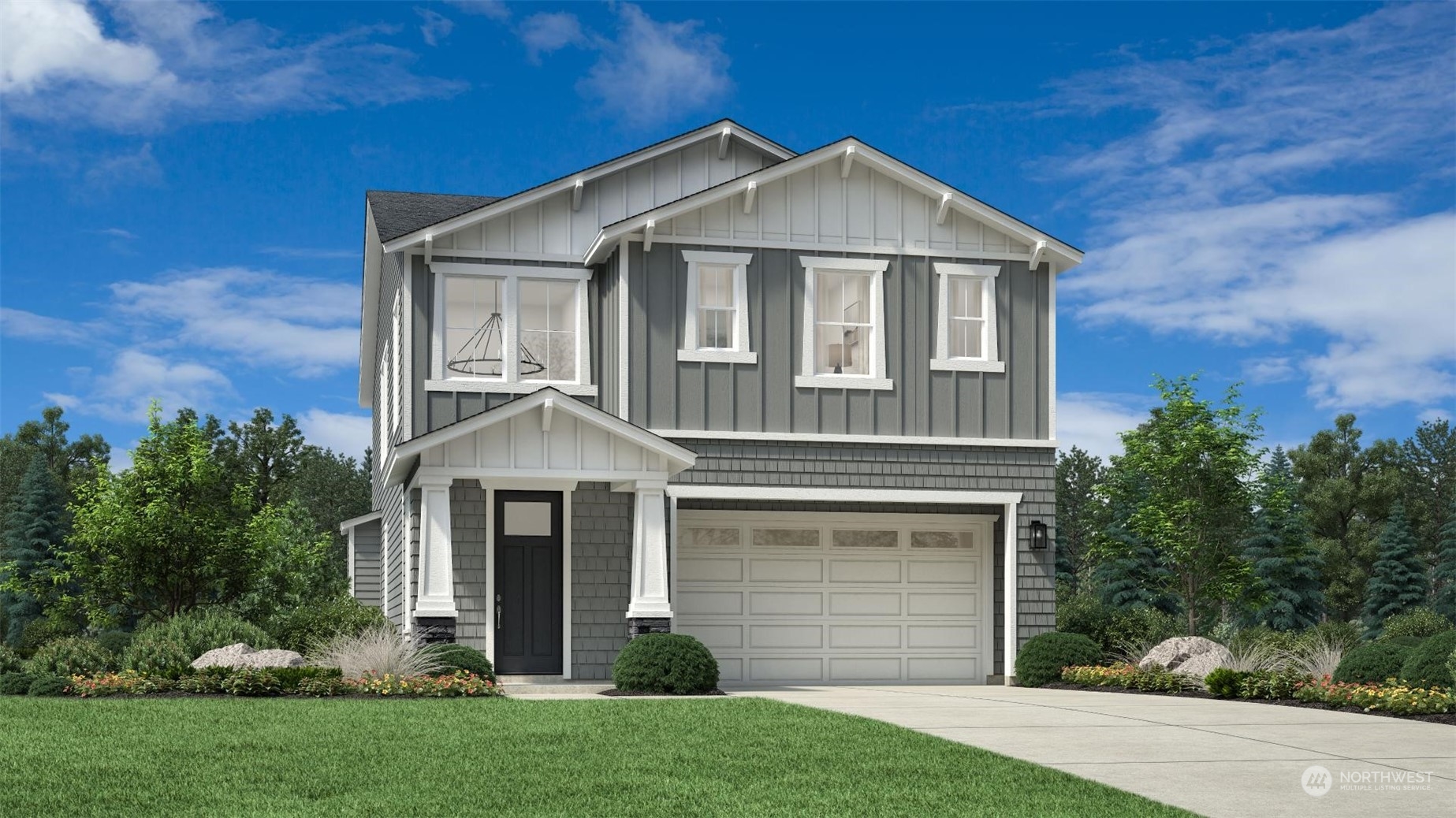 front view of a house with a yard