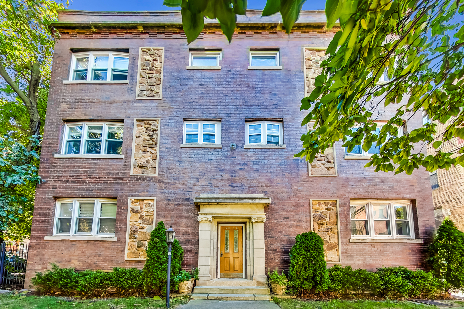 front view of a brick house