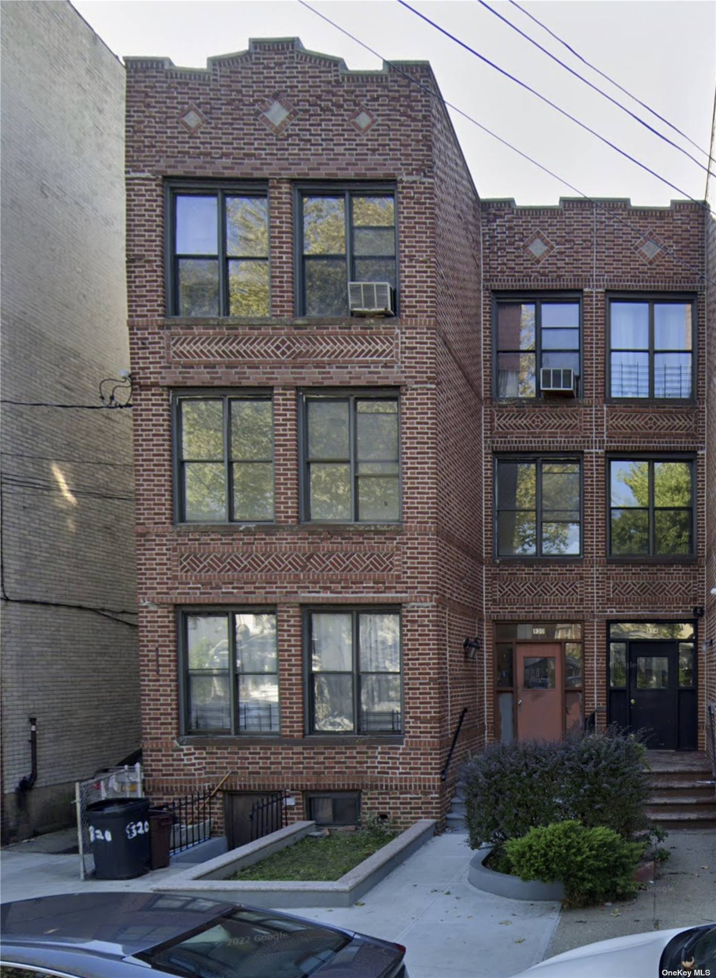 a front view of residential houses