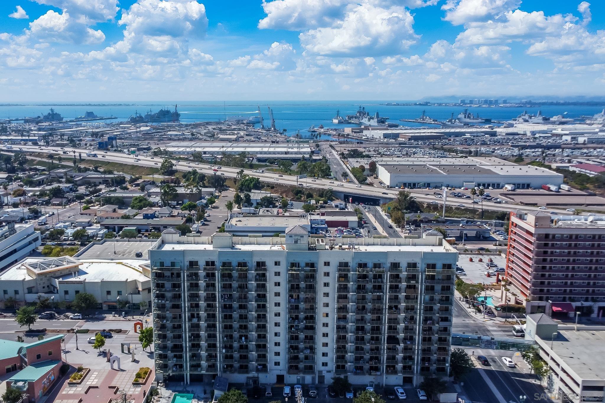 an aerial view of a city