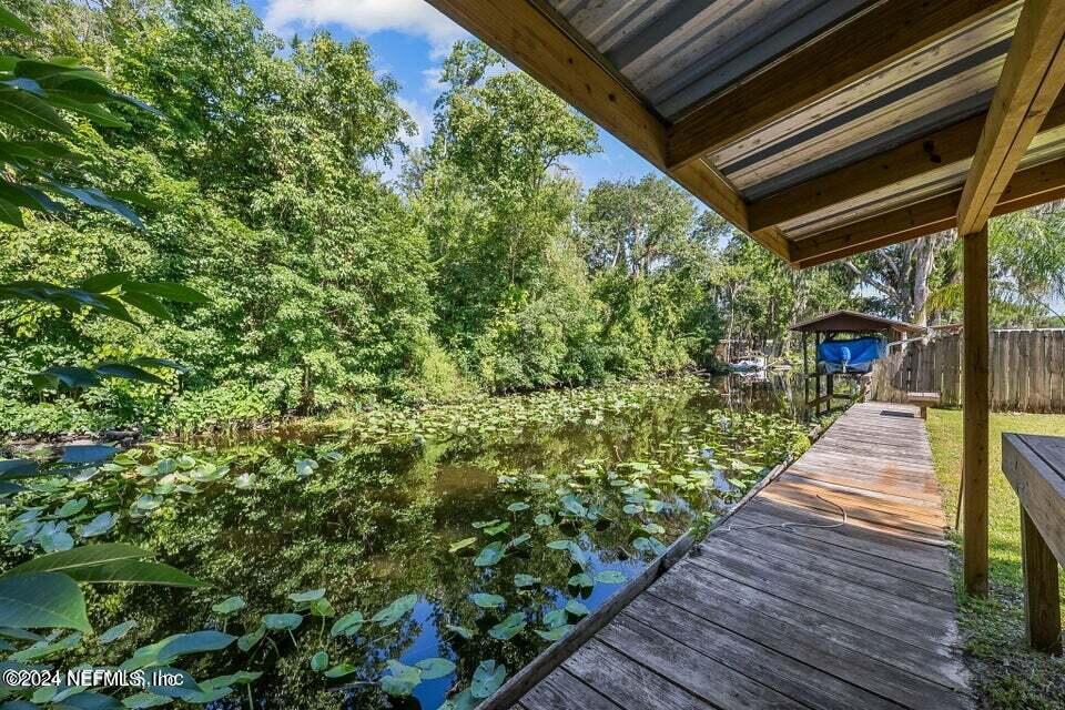 a view of a backyard with pathway