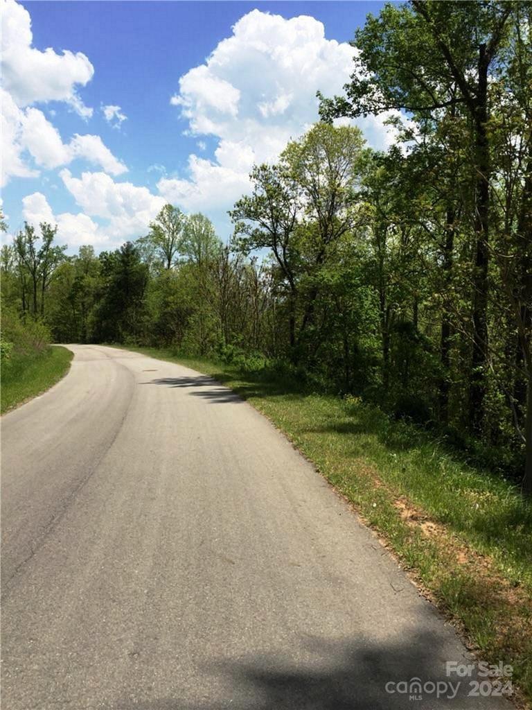 a view of a road with a yard