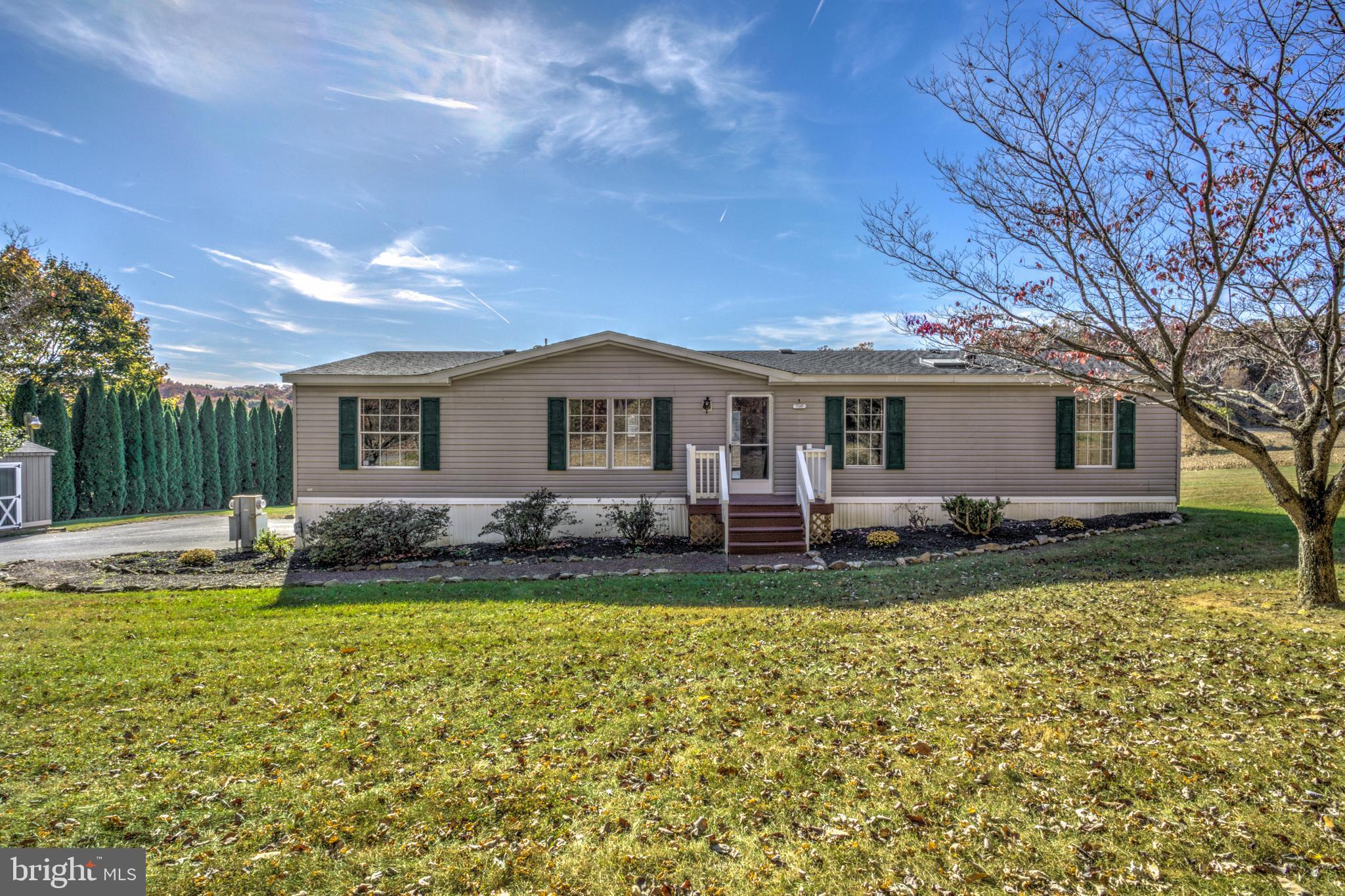 a view of a house with a yard and a tree