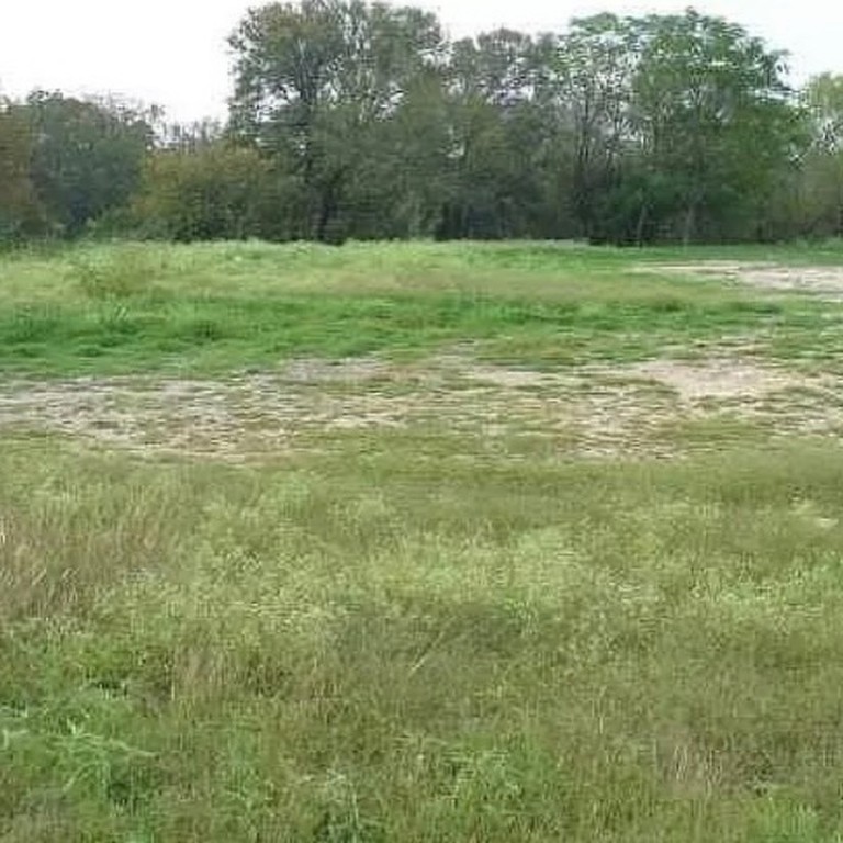 a view of a green field with wooden fence