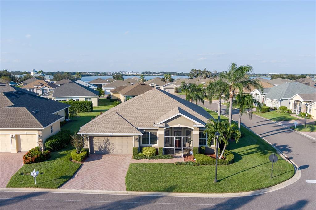 an aerial view of a house