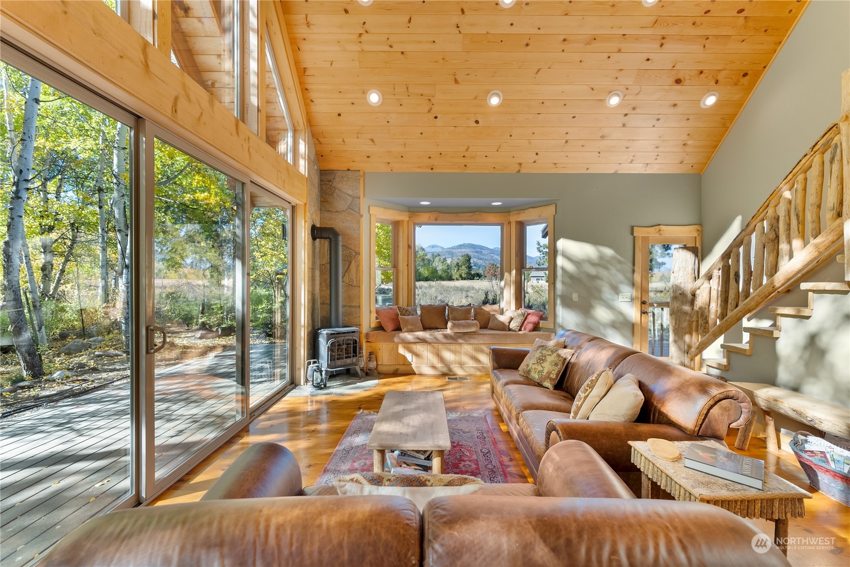 a living room with furniture